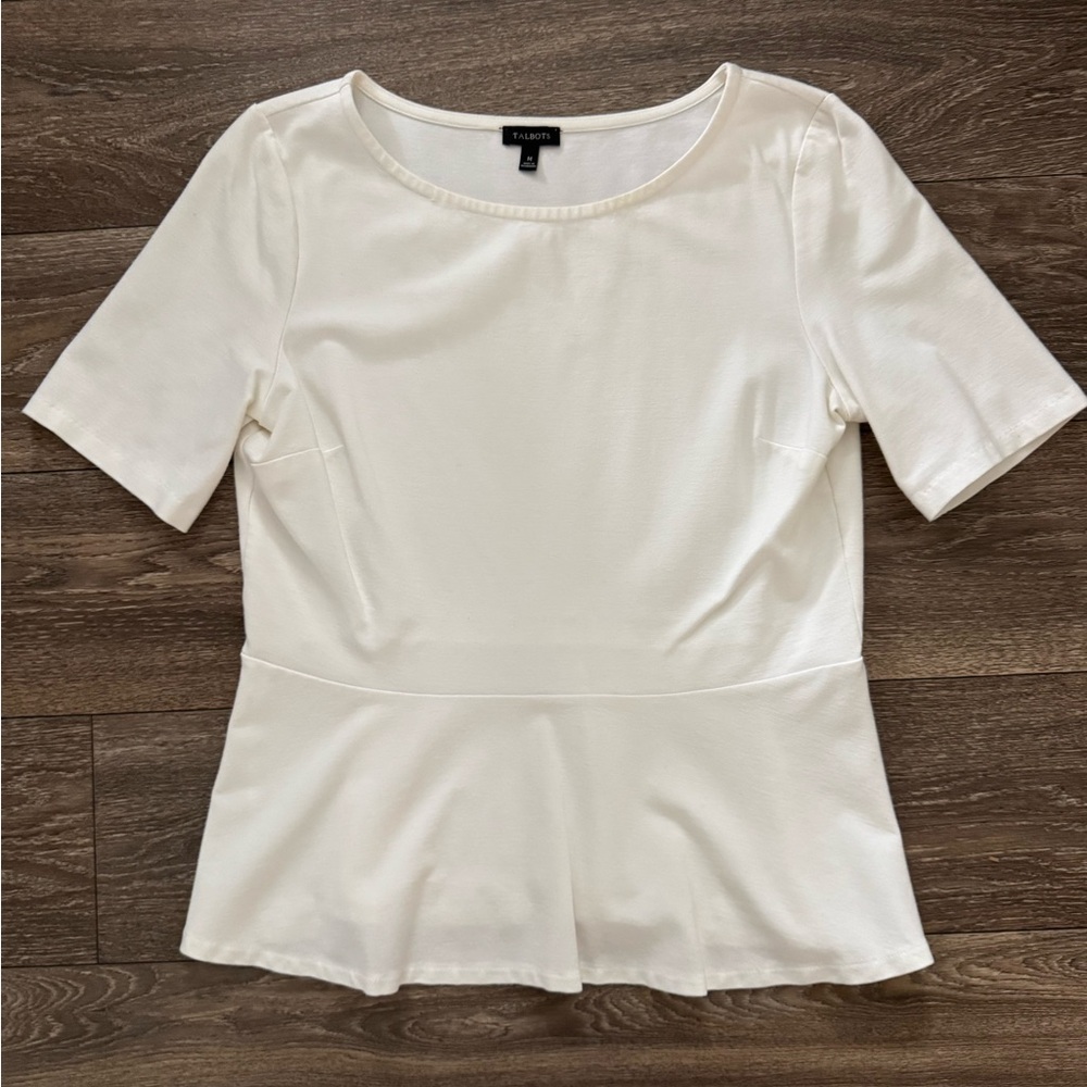 Talbots White Peplum Top